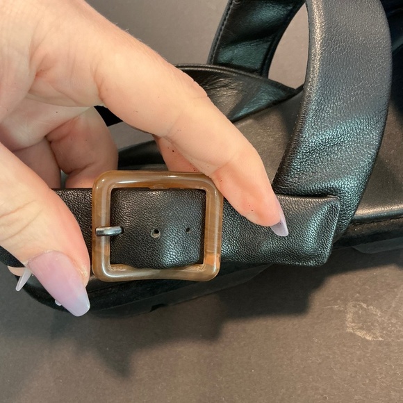 Vince Bowie Black Leather Lug Platform Sandals Women’s 9 (Estimated) - Picture 12 of 16